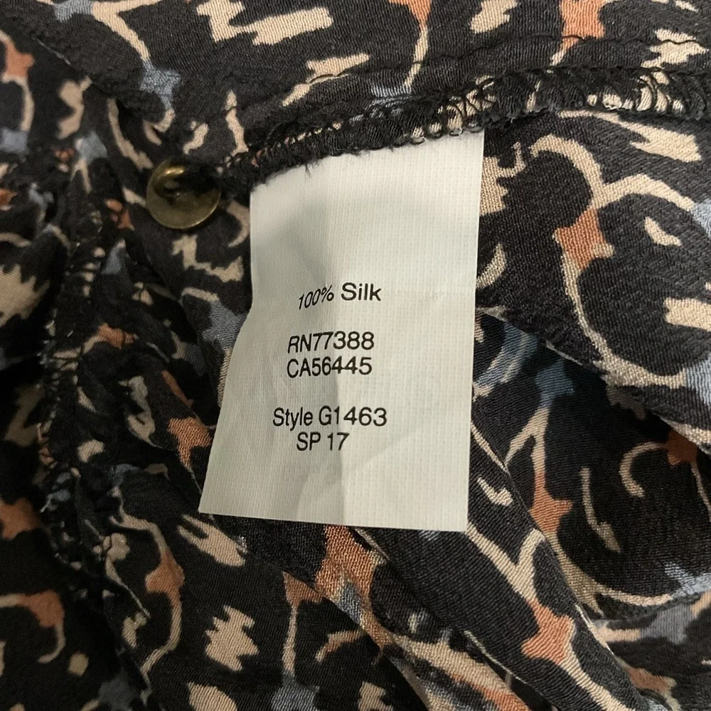 Madewell Silk Peplum Blouse Boho Print Long Sleeve XXS - Picture 6 of 6